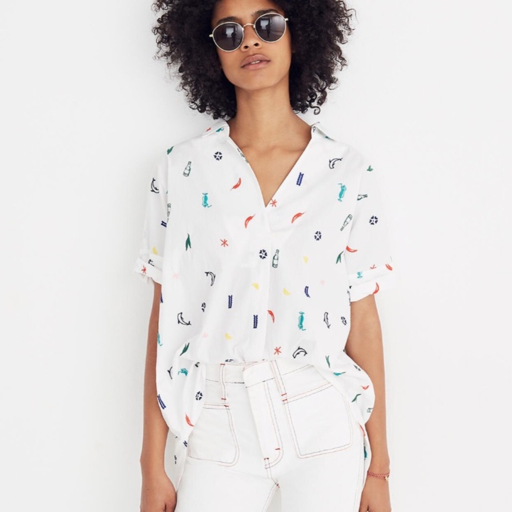 Madewell Summer Friday Courier Button Back Shirt